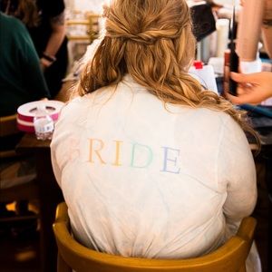 PJ Salvage Blue Tie Dye Embroidered Bride Robe